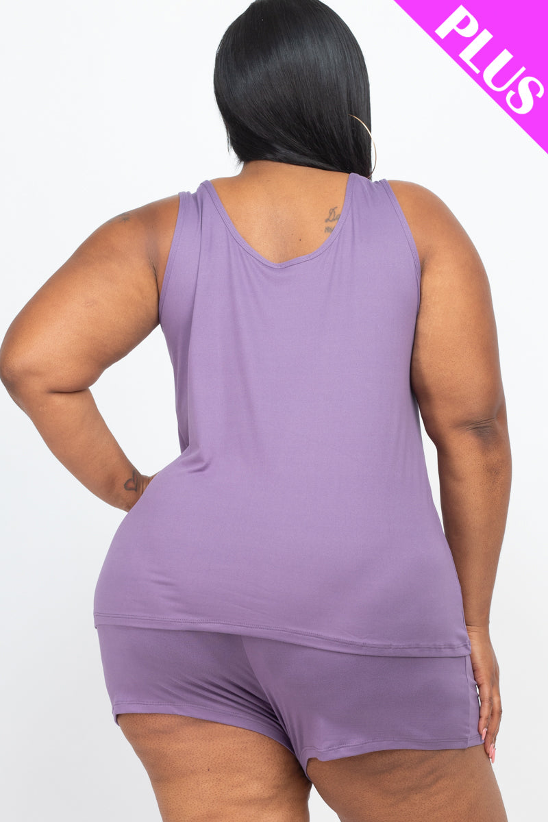 Plus Comfy Tank Top & Shorts Set - Wholesale Capella Apparel