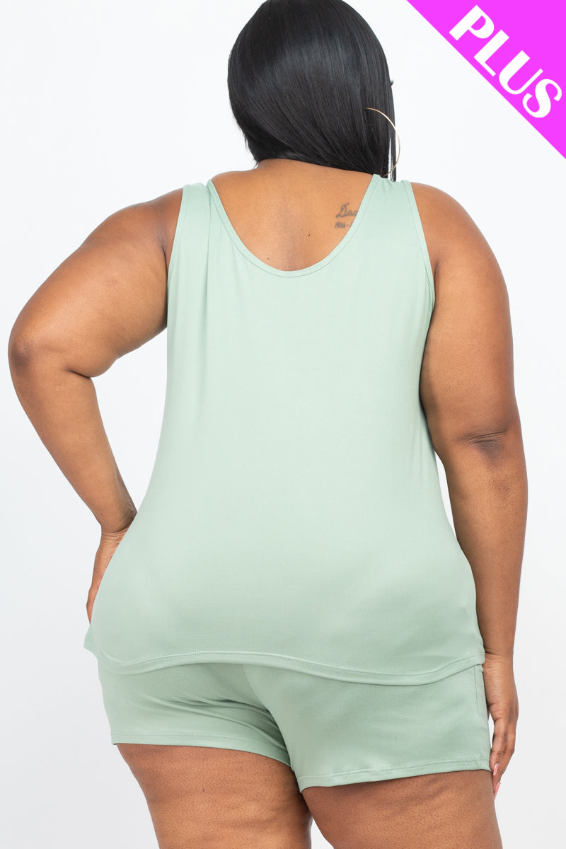 Plus Comfy Tank Top & Shorts Set - Wholesale Capella Apparel