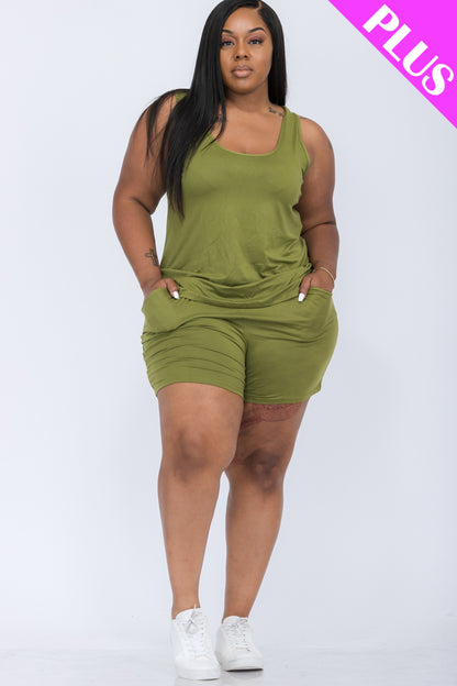 Plus Comfy Tank Top & Shorts Set - Wholesale Capella Apparel