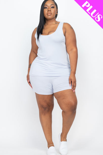 Plus Comfy Tank Top & Shorts Set - Wholesale Capella Apparel