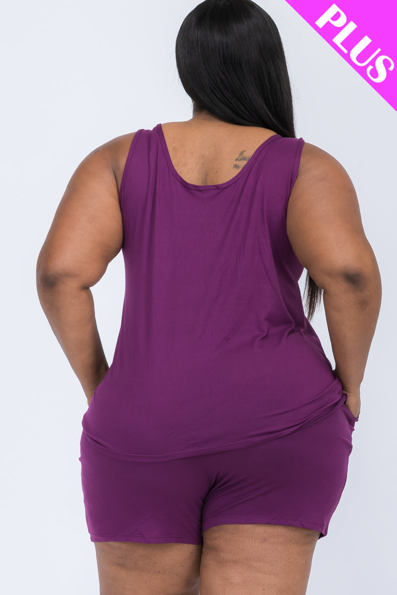 Plus Comfy Tank Top & Shorts Set - Wholesale Capella Apparel