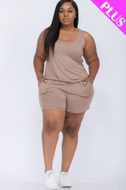 Plus Comfy Tank Top & Shorts Set - Wholesale Capella Apparel