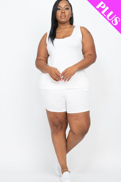 Plus Comfy Tank Top & Shorts Set - Wholesale Capella Apparel