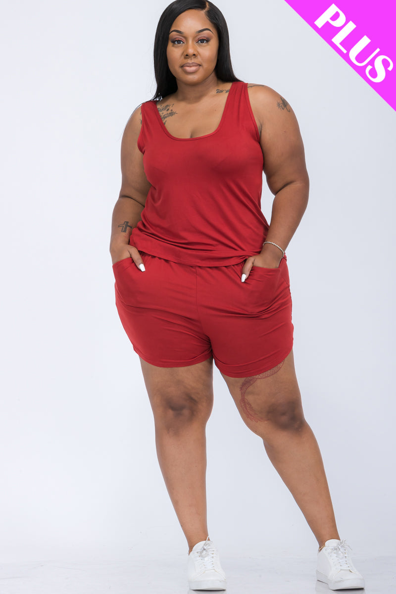 Plus Comfy Tank Top & Shorts Set - Wholesale Capella Apparel