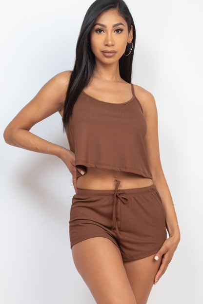 Ribbed Strappy Top & Shorts Set (CAPELLA) - Capella Apparel