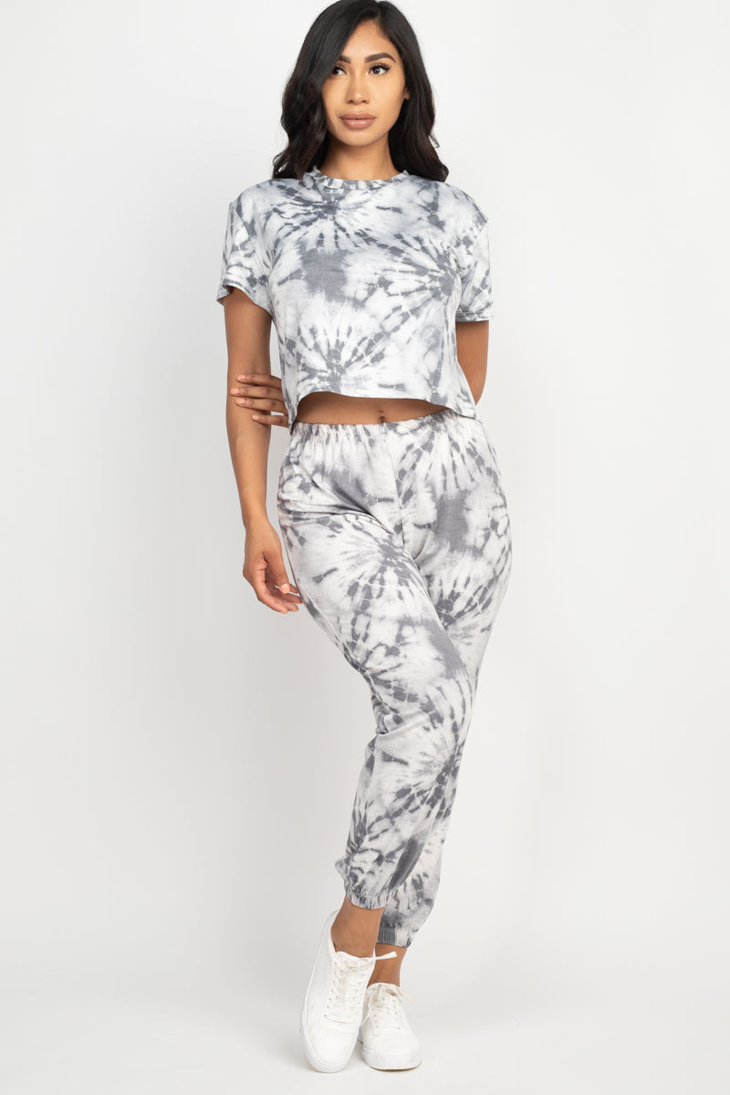 Tie-Dye Short Sleeve Top & Joggers Set - Wholesale Capella Apparel