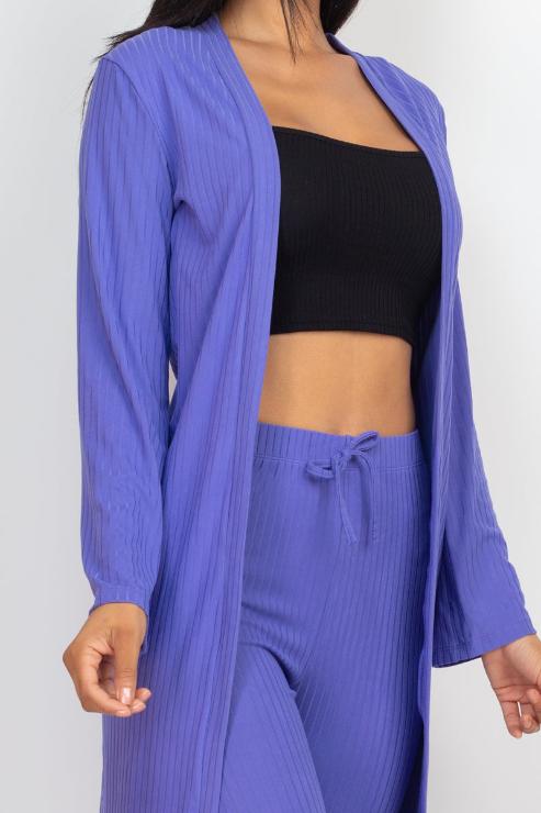 Ribbed Long Cardigan & Leggings Set - Wholesale Capella Apparel