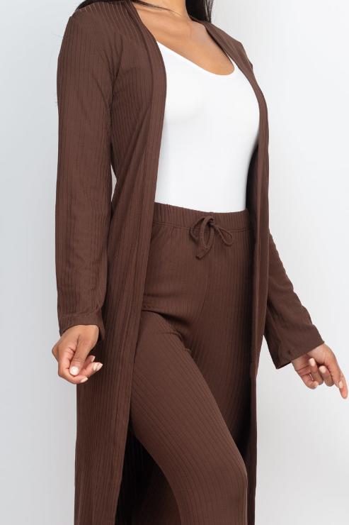 Ribbed Long Cardigan & Leggings Set - Wholesale Capella Apparel