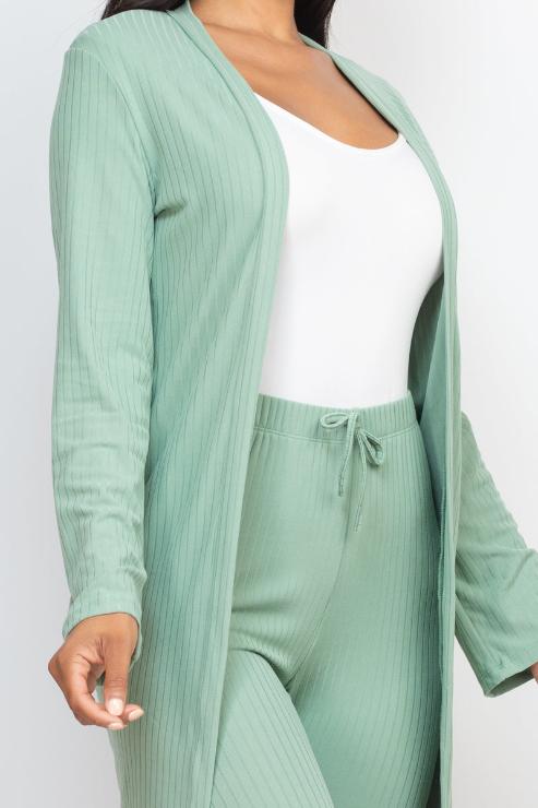 Ribbed Long Cardigan & Leggings Set - Wholesale Capella Apparel