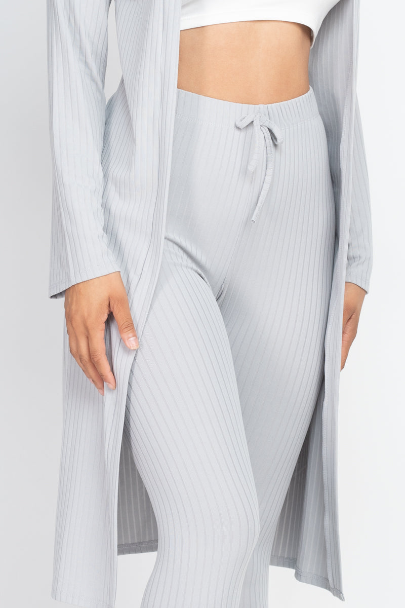 Ribbed Long Cardigan & Leggings Set (CAPELLA) - Capella Apparel