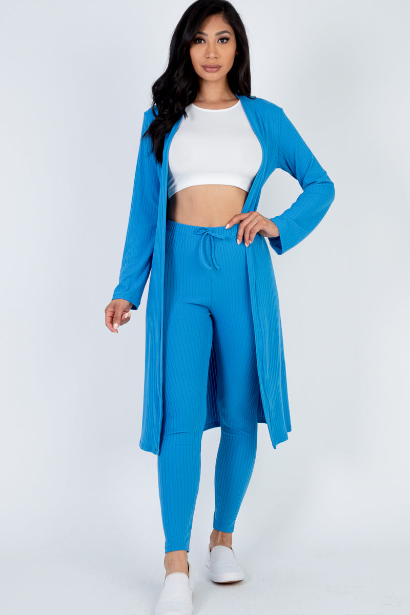 Ribbed Long Cardigan & Leggings Set (CAPELLA) - Capella Apparel