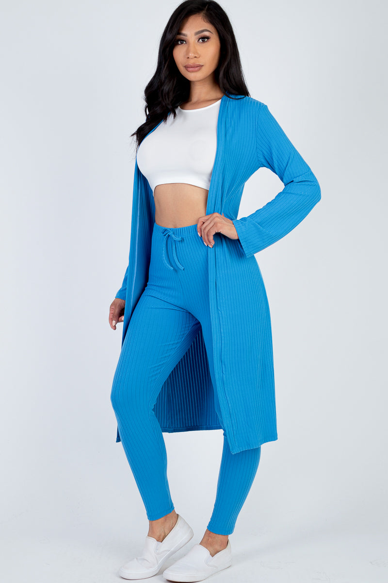 Ribbed Long Cardigan & Leggings Set (CAPELLA) - Capella Apparel