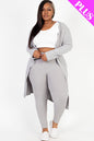 Plus Size Ribbed Long Cardigan & Leggings Set - Capella Apparel Wholesale