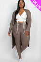 Plus Size Ribbed Long Cardigan & Leggings Set - Capella Apparel Wholesale