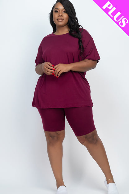 Plus Size Loose Fit Top & Biker Shorts Set - Wholesale Capella Apparel