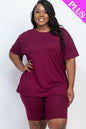 Plus Size Loose Fit Top & Biker Shorts Set - Wholesale Capella Apparel