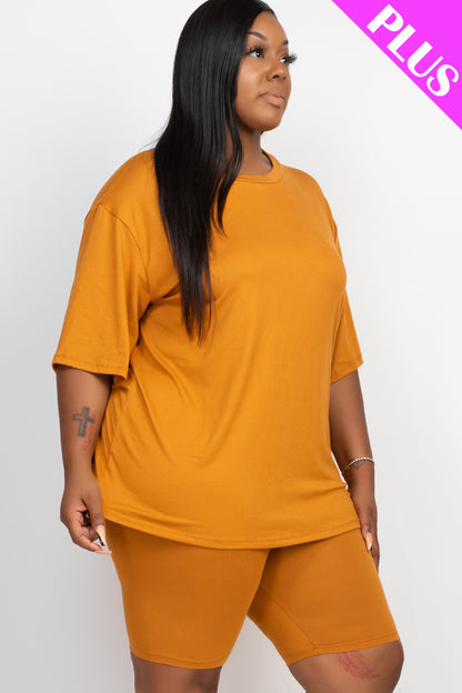 Plus Size Loose Fit Top & Biker Shorts Set - Wholesale Capella Apparel