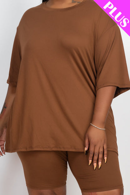 Plus Size Loose Fit Top&Biker Shorts Set (CAPELLA) - Capella Apparel