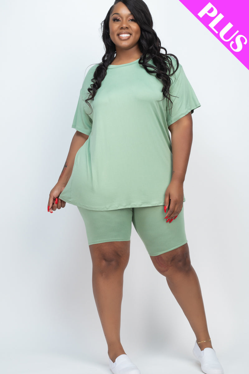 Plus Size Loose Fit Top&Biker Shorts Set (CAPELLA) - Capella Apparel