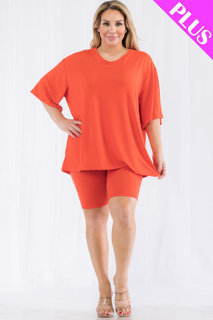 Plus Size Loose Fit Top & Biker Shorts Set - Wholesale Capella Apparel