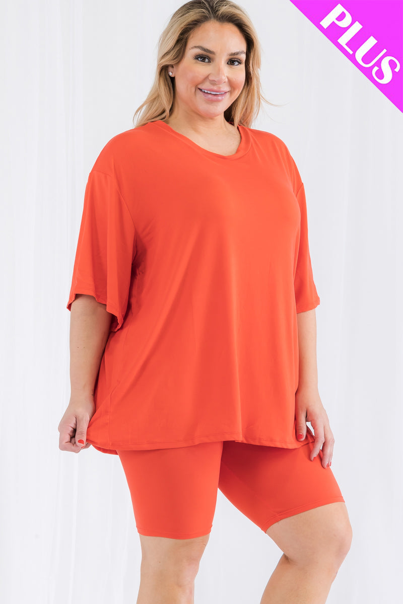 Plus Size Loose Fit Top & Biker Shorts Set - Wholesale Capella Apparel