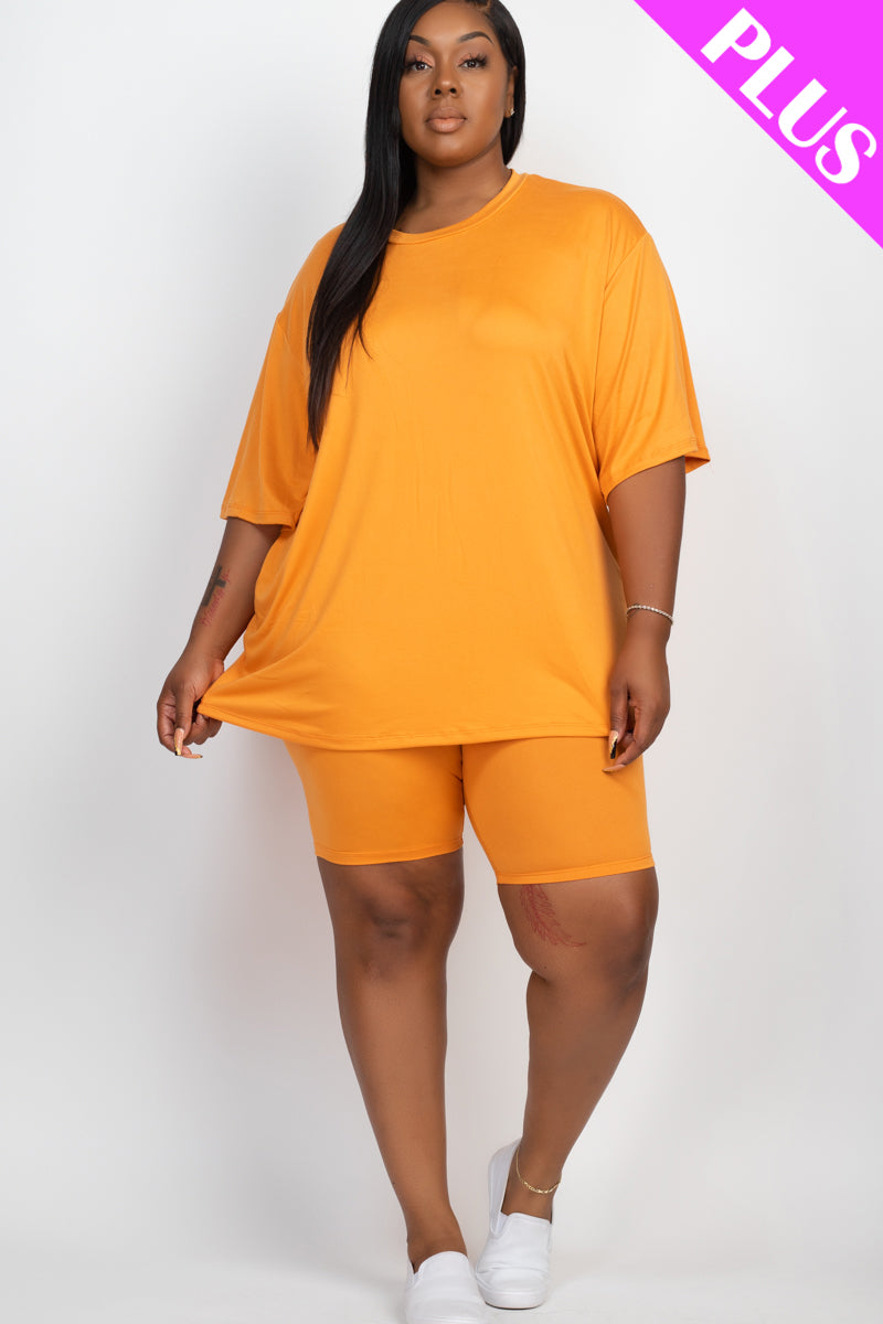 Plus Size Loose Fit Top & Biker Shorts Set - Wholesale Capella Apparel