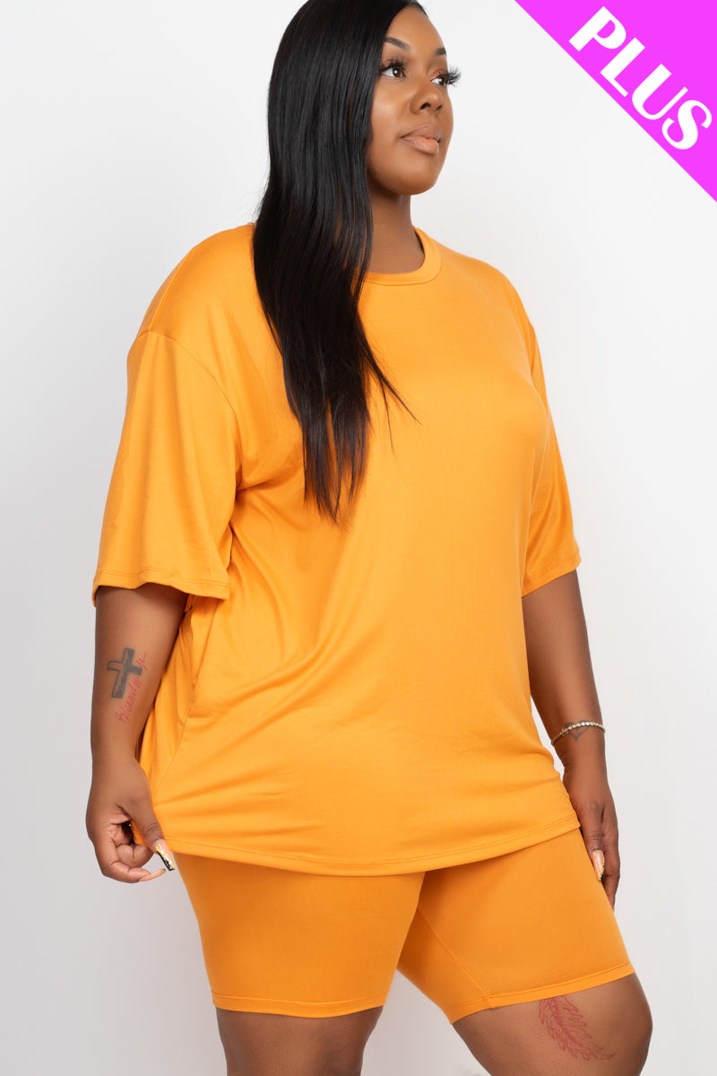 Plus Size Loose Fit Top & Biker Shorts Set - Wholesale Capella Apparel