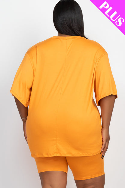 Plus Size Loose Fit Top & Biker Shorts Set - Wholesale Capella Apparel