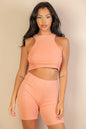 Ribbed Cropped Tank Top and Biker Shorts Sets (CAPELLA) - Capella Apparel