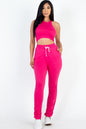 Crop Tank Top & Ruched Pants Set - Capella Apparel