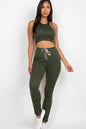 Crop Tank Top & Ruched Pants Set - Capella Apparel