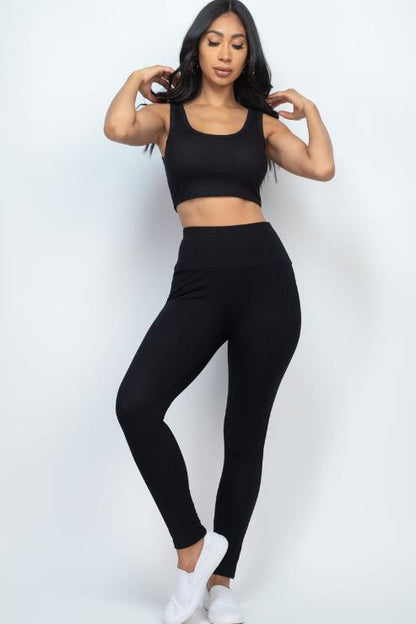 Ribbed Crop Top & Leggings Set - Wholesale Capella Apparel