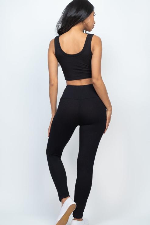 Ribbed Crop Top & Leggings Set - Wholesale Capella Apparel