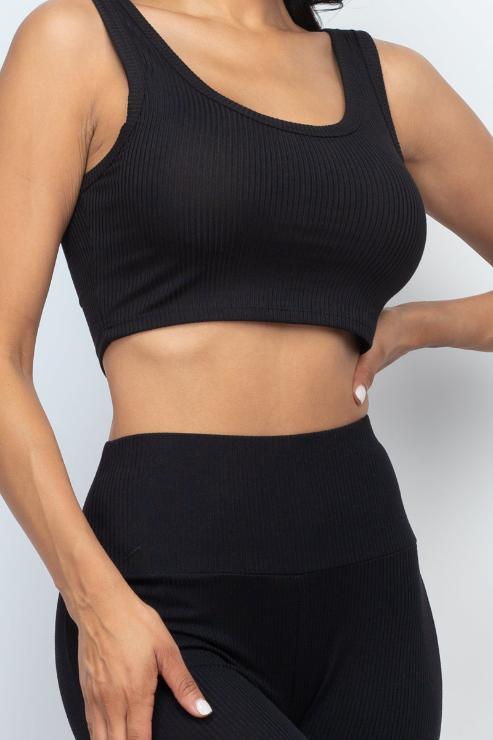 Ribbed Crop Top & Leggings Set - Wholesale Capella Apparel