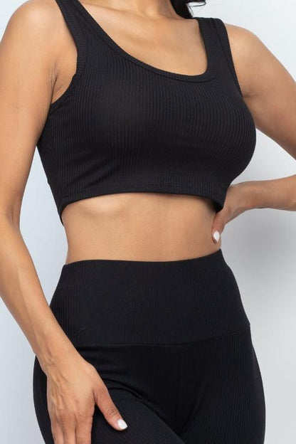 Ribbed Crop Top & Leggings Set - Wholesale Capella Apparel