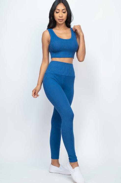 Ribbed Crop Top & Leggings Set - Wholesale Capella Apparel