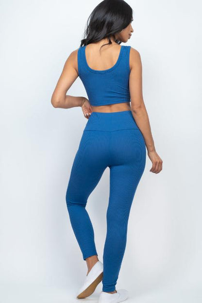 Ribbed Crop Top & Leggings Set - Wholesale Capella Apparel