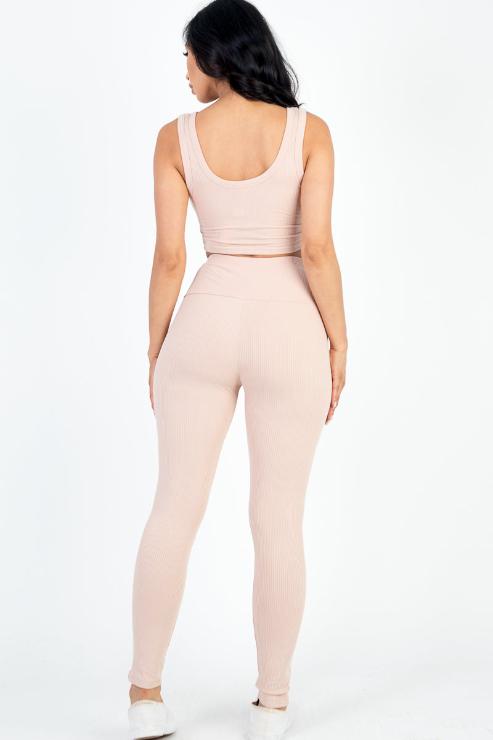 Ribbed Crop Top & Leggings Set - Wholesale Capella Apparel