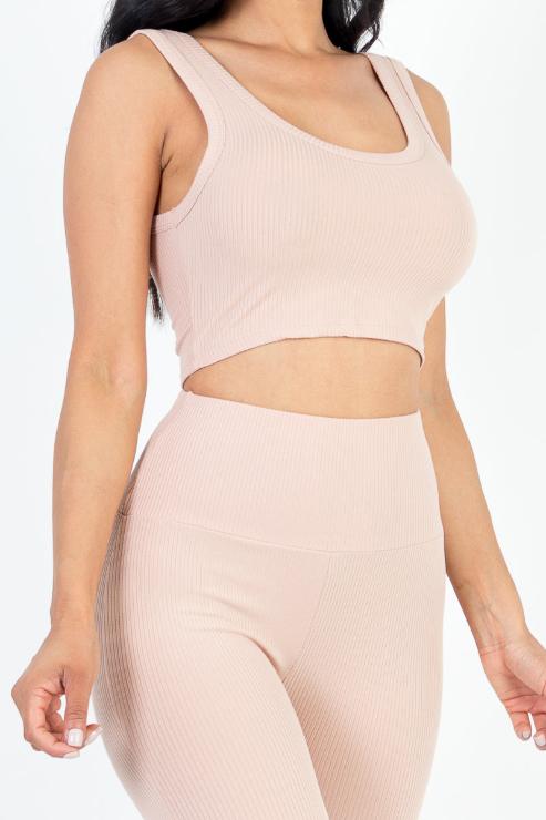 Ribbed Crop Top & Leggings Set - Wholesale Capella Apparel