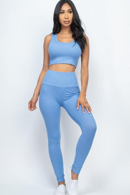 Ribbed Crop Top & Leggings Set - Wholesale Capella Apparel