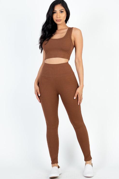 Ribbed Crop Top & Leggings Set - Wholesale Capella Apparel