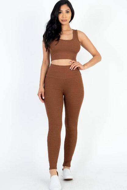 Ribbed Crop Top & Leggings Set - Wholesale Capella Apparel