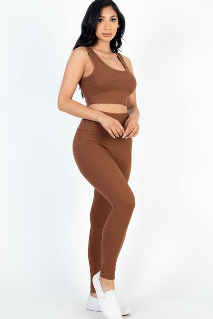 Ribbed Crop Top & Leggings Set - Wholesale Capella Apparel