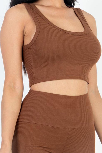 Ribbed Crop Top & Leggings Set - Wholesale Capella Apparel