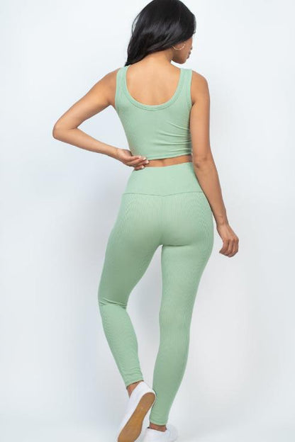 Ribbed Crop Top & Leggings Set - Wholesale Capella Apparel