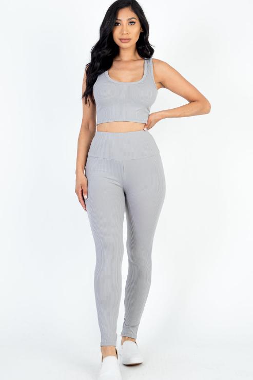 Ribbed Crop Top & Leggings Set - Wholesale Capella Apparel