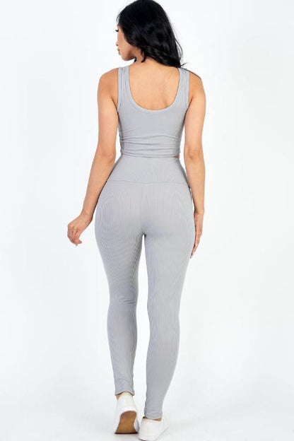 Ribbed Crop Top & Leggings Set - Wholesale Capella Apparel