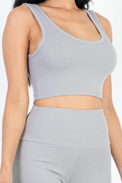 Ribbed Crop Top & Leggings Set - Wholesale Capella Apparel