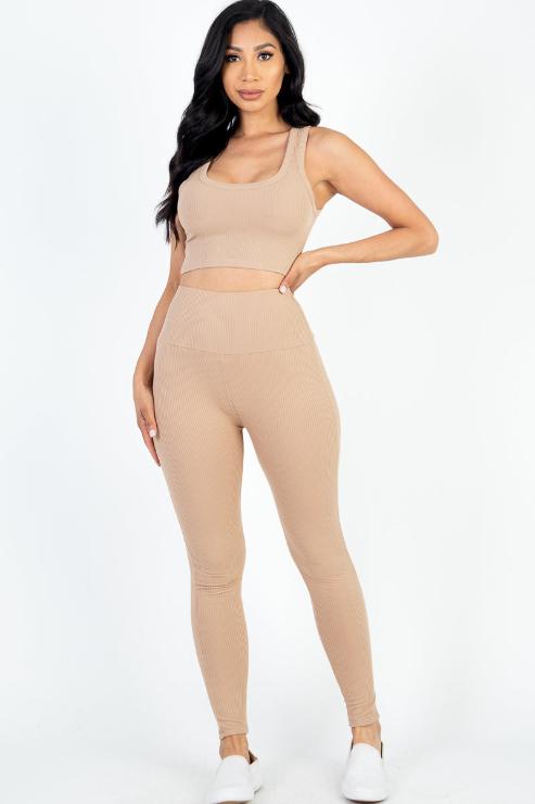 Ribbed Crop Top & Leggings Set - Wholesale Capella Apparel