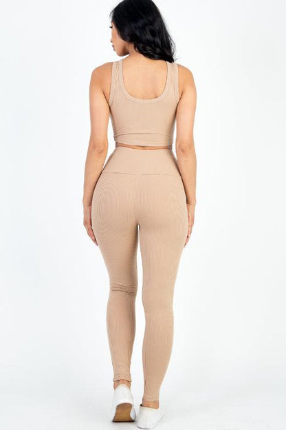 Ribbed Crop Top & Leggings Set - Wholesale Capella Apparel